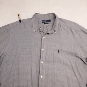 Ralph Lauren Casual Long Sleeve Button Up Shirt Mens Size 17.5 34/35 Gray